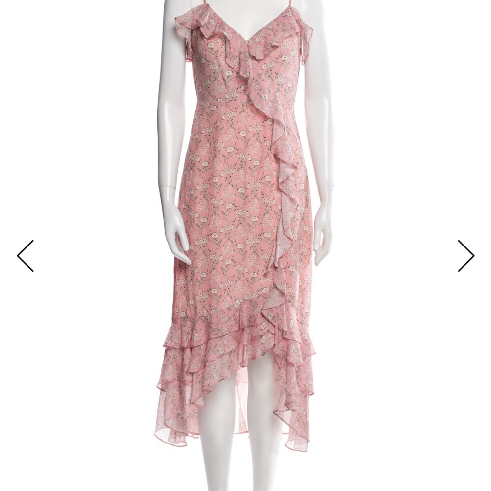 INTERMIX Pink Silk Floral Dress